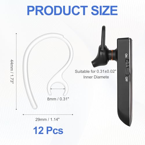 6Pcs Replacement Ear Hooks 8mm/0.31" Clear Soft Silicone PC - color: Clear, size: 8mm/0.31"