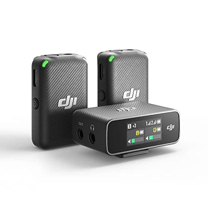 DJI Mic (2 TX + 1 RX + Charging Case), Noise Cancellation, Wireless Lavalier Microphone, 250m (820 ft.) Range, for PC, iPhone, Record Interview, YouTube, Vlogs (Renewed)