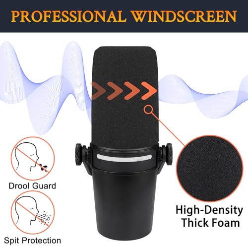 SOULWIT 2Pcs Pop Filter for Shure MV7+(MV7 Plus) - Black | Do Not Fit MV7/MV7X Microphones