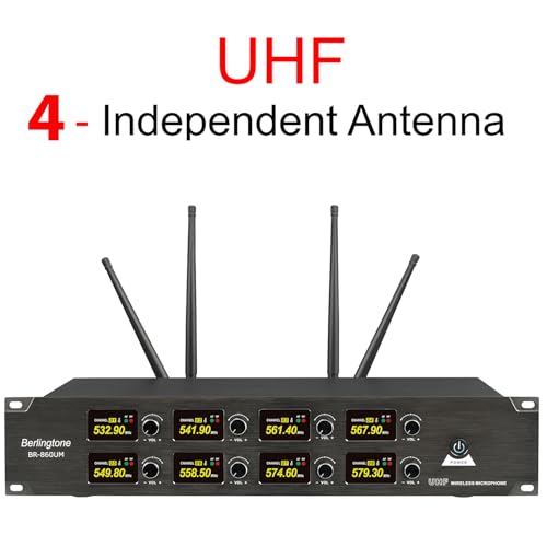Professional 8-Channel UHF Wireless Microphone System, Cordless Metal Handheld Dynamic Mics, 262ft Range, Perfect for Karaoke, Church, Singing, DJ, Parties (BR-860UM)
