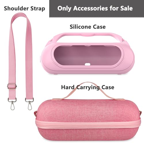 Protective Case for Beats Pill Bluetooth Speaker with Handle | Silicone Cover and Hard Carrying Case for Beats Pill Speaker Accessories with Shoulder Strap (Pink) - color: Pink