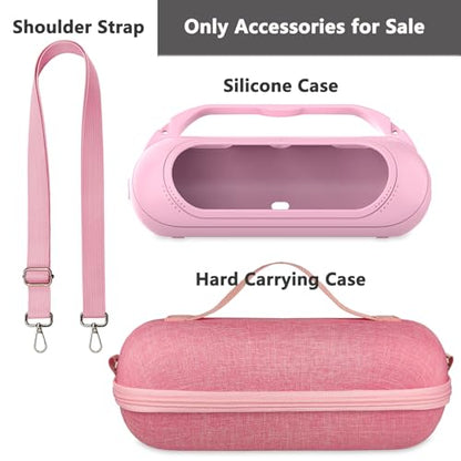 Protective Case for Beats Pill Bluetooth Speaker with Handle | Silicone Cover and Hard Carrying Case for Beats Pill Speaker Accessories with Shoulder Strap (Pink) - color: Pink