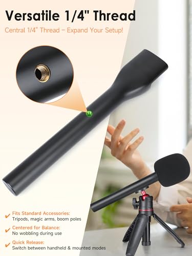 YOUSHARES Handheld Interview Microphone Holder Compatible with DJI Mic 3, Iron Magnetic Slide Rail Mic Air, Universal Lavalier DJI 3 Wireless Microphones - color: Black