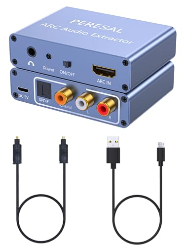 192KHz HDMI ARC Audio Extractor with Optical Cable ARC Converter HDMI ARC to Optical TOSLINK SPDIF Coaxial, RCA+3.5mm Jack L/R Stereo, Audio Splitter for HDTV to Soundbar Amplifier Speakers headphones
