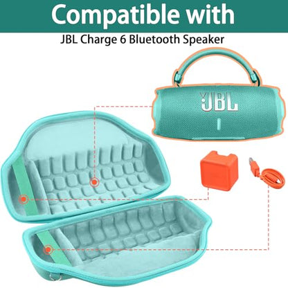 co2CREA Case for JBL Charge 6 Portable Bluetooth Speaker, Mint Green | High-Density Foam Padding, Reinforced Handle, Detachable Shoulder Strap, Compact Lightweight Design, Dust Protection - color: Mint Green Case