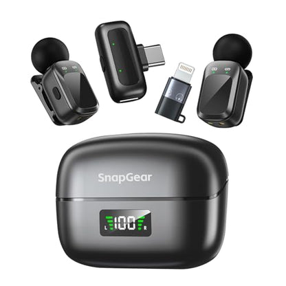 Mic Mini Wireless Microphone for iPhone/Android, 2TX+2RX, 3 Al Voice Modes, 30H Battery for Vlogging & Streaming, 48kHz/24bit, Includes USB-C & Lightning Receivers for TikTok, YouTube - style: Mic mini max