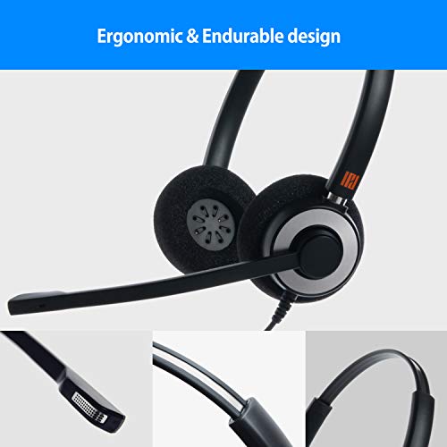 IPD IPH-165 Phone Headset with Noise Cancelling Microhone for Office and Call Center- Comapatible with Polycom VVX,Aastra,Avaya Digital, Nortel, Samsung,Mitel landline Phones | Office and Call Center, Compatible with Polycom VVX, Aastra, Avaya Digital, No