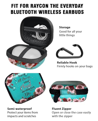 WIRESTER Portable Headphone Case, Earphone Storage Bag Carrying Case, Earbud Holder with Carabiner Compatible with Raycon Fitness Bluetooth True Wireless Earbuds - Christian Bible Philippians 4:13 - color: Christian Bible Verses Philippians 4:13