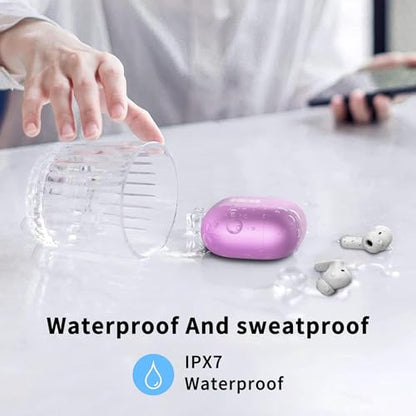 Wireless Earbuds, 2026 Bluetooth 5.4 Ear Buds in Ear with 4 ENC Noise Cancelling Mic, New Wireless Earphones HiFi Stereo Deep Bass 40H Playtime, In-Ear Bluetooth Earbuds LED Display IP7, Violet - color: Violet