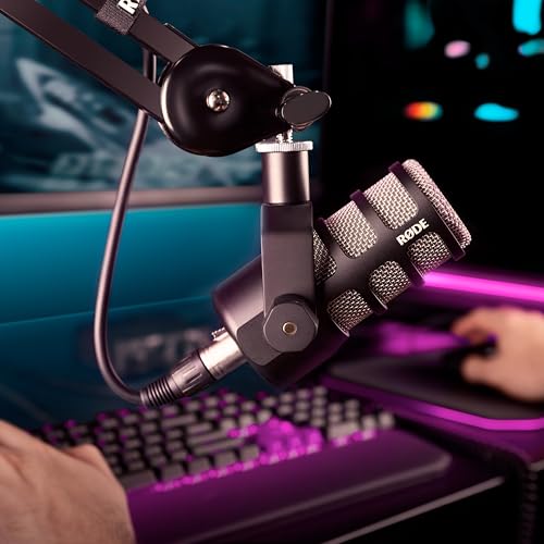 Rode PodMic Dynamic Broadcast Microphone with PSA1+ Microphone Boom Arm, WS14 Pop Filter, and Premium XLR Cable (Purple)