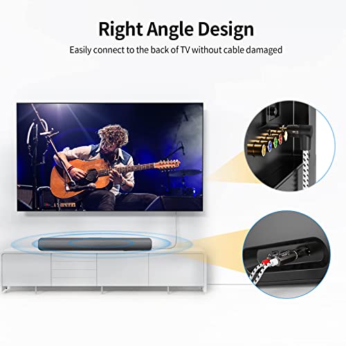 CableCreation 3.5mm to RCA Cable 10FT, Angle 3.5mm to 2RCA Audio Y Splitter | HiFi Sound, RCA to Aux Stereo Splitter for Smartphones, MP3, Tablets, Speakers, Echo Dot, Home Theater, HDTV, 3M - color: Black&White, size: 10FT