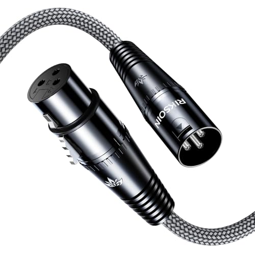 3 Pin XLR Cable 4FT/1.2M, Nylon Braided Male to Female Balanced Mic Cable- Gray - size: 4FT/1.2m