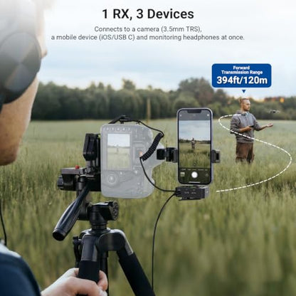 NEEWER CM26 MAX AI Wireless Lav Mic Compatible with iPhone 17 16 15 Android Camera PC, USB C Plug & Play App Control, 2 Level Noise Cancellation, 50h Total Battery, 120m Range, Apple MFi Certified