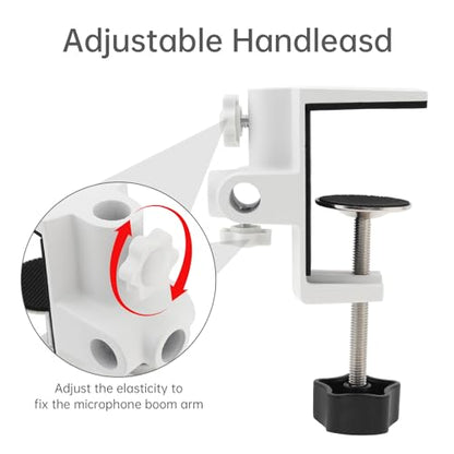 RTNLIT Desk Lamp Clamp, 1/2 inches 4 Hole Metal Table Mounting Clamp, White | Universal C Clamp for Magnifying Light/Microphone/Boom Scissor Arm, Fits up to 2-1/2 inches Desktop Thickness - color: White
