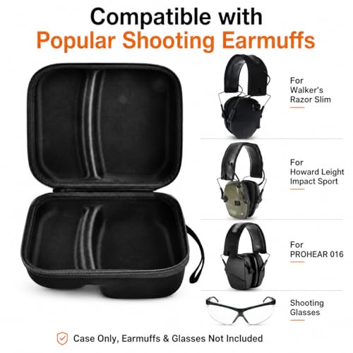 GWCASE Earmuffs & Shooting Glasses Case, Compact Carry, Case Only