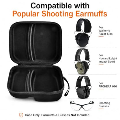 GWCASE Earmuffs & Shooting Glasses Case, Compact Carry, Case Only