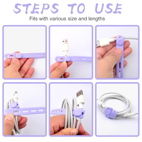 30Pcs Silicone Cable Ties, Reusable Cable Straps Wire Organizer Locking Buckles Data Cable Management Cord Organizer for Fastening Cords Wires Earphone Phone Chargers Appliances