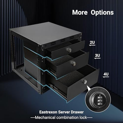 Upgraded 10U Server Rack with 4 Swivel Casters & 2 Shelves | Wall-Mountable & Freestanding Open Frame Network Rack for Computer/Data/IT/Stereo Equipment, 19.7”L x 18.8”W x 23.4”H - size: 10U