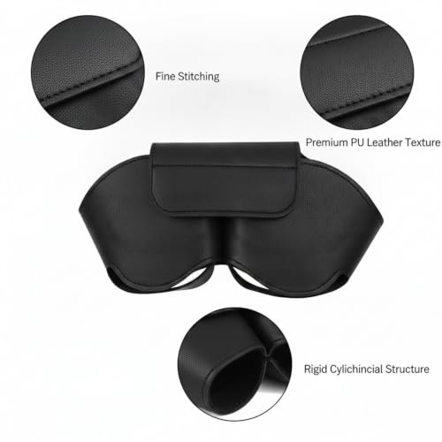 Over-Ear Headphones Rigid Cylindrical Case, Durable PU Leather Travel Organizer for Storage