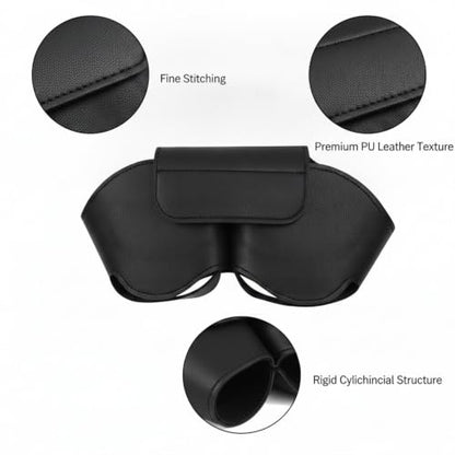 Over-Ear Headphones Rigid Cylindrical Case, Durable PU Leather Travel Organizer for Storage