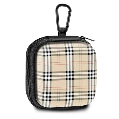 Square Data Cable Earbud Charger Coin Storage Bag Shockproof and Drop-Proof EVA Material Compatible with AirPod(Camel Plaid) - color: Camel plaid