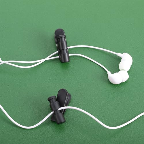 Bremorou 5 Pack Headphone Clips for Earphone Wire Earphone Microphone Cable Clips Cord Clamp Hooks Collar Clamp Clip Earphones Winder Earbud Cable Clip Clamps Hooks Black for Most Headset Wire