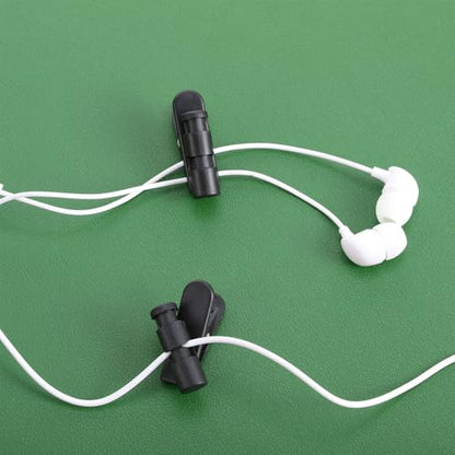 Bremorou 5 Pack Headphone Clips for Earphone Wire Earphone Microphone Cable Clips Cord Clamp Hooks Collar Clamp Clip Earphones Winder Earbud Cable Clip Clamps Hooks Black for Most Headset Wire