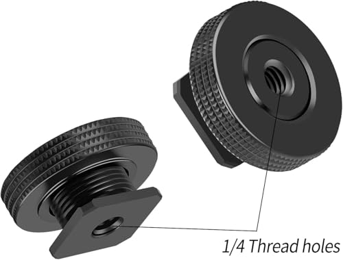 Hot Shoe Adapter Kit, 1/4"-20 Female Thread to Male Hot Shoe Mount + 1/4" Male Screw to Female Cold Shoe Bracket, Universal Camera Rig Mounting Set for Flash Light, Microphone, Monitor, Tripod