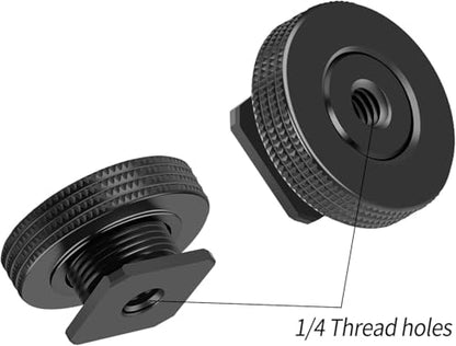 Hot Shoe Adapter Kit, 1/4"-20 Female Thread to Male Hot Shoe Mount + 1/4" Male Screw to Female Cold Shoe Bracket, Universal Camera Rig Mounting Set for Flash Light, Microphone, Monitor, Tripod