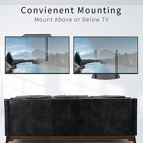 VIVO Under or Above TV VESA Wall Mount Shelving Bracket with Tilt, Glass Storage Shelf for DVD Player, Cable Box, Stereo, and AV Component, Black, MOUNT-SF04R