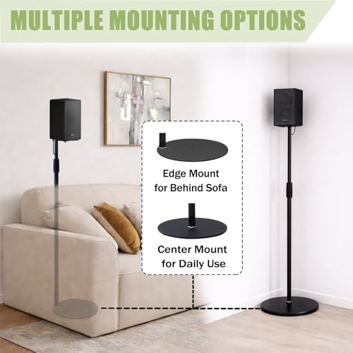 29.5-55.9" Speaker Stands Pair for Surround Sound, 17lbs Capacity | Black Alloy Steel Bookshelf Tall Speaker Stands Compatible with Bose Sony JBL Samsung Polk Yamaha,Cable Management