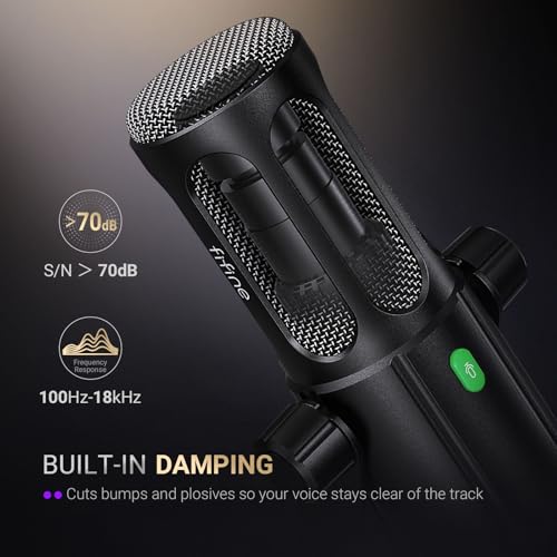 FIFINE XLR/USB Dynamic Microphone Kit with Boom Arm, Studio PC Mic with Monitoring, Headphones Jack, Mute Button, Metal Microphone Arm Stand with 3/8” to 5/8” Screw Adapter for Recording-Tank6+CS1