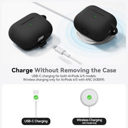 Ljusmicker for AirPods 5/4 Case (2026/2024) with Cleaner Kit,Black - color: B-Black