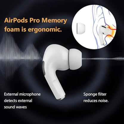 Memory Foam Ear Tips for AirPods Pro and AirPods Pro 2 Silicone Shield 3 Pairs Replacement Tips (Grey, Large)