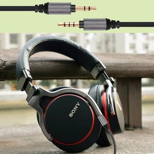 FAAEAL WH-1000XM5 Audio Cable Compatible with Sony WH-1000XM4/XM3 MDR-1AM2 Technica ATH-M50xBT ATH-ANC7B Headphones,in-line mic Control Extension Aux Cord 4.9ft w/mic - color: Black(4.9ft w/mic)