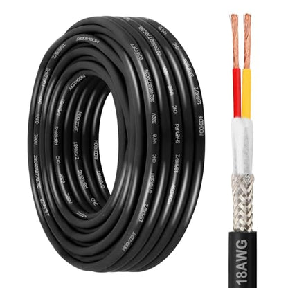 MOOKEERF 18/2 Shielded Wire 30FT,18AWG 2 Conductor Shielded Cable Stranded Pure Copper CNC Wire for CNC Router Machine,CNC VFD Spindle,3D Printer,Stepper Motor,Transformer,etc. - size: 30FT, style: 18AWG(2 Conductor)