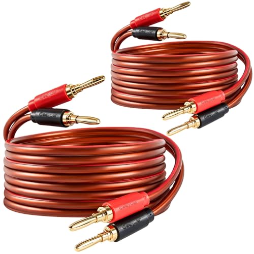 Speaker Wire with Banana Plugs,14 Gauge Speaker Cables, Oxygen-Free Copper(OFC)，2 Pack/6.6Feet - size: 6.6FT/Two cable