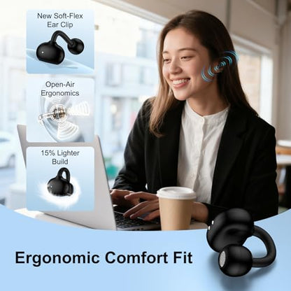 Clip On Pixel Earbuds Wireless Open Ear Headphones for Google Pixel 10a,10 | Pro XL/Fold,10Pro,10,9a,9 Pro XL/Fold,9Pro,9,8a,8Pro,8,7a,7Pro,7,6,5a,5,4a,4XL,Sports Open Ear Buds Clip on Wireless Earbuds - color: Pure Black