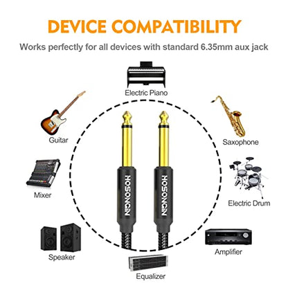 HOSONGIN 1/4 Inch Guitar Instrument Cable 3.3ft 2-Pack [Nylon Braided Shielded], 1/4 Inch TS Male to Male Plug Mono Audio Cord, Quarter Inch 6.35mm Unbalanced Interconnect Line - 3.3 feet - size: 3.3 Feet, style: 1/4" Guitar Cable - 2 Pack