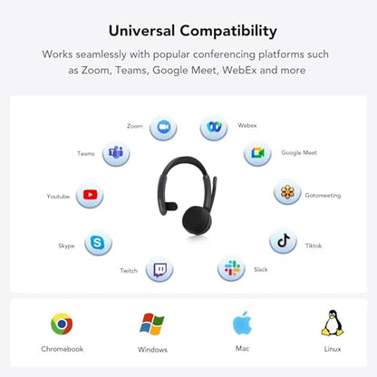 NUROUM HP31S Single Ear Wireless Headset with Noise Cancelling Mic & Dongle | Charging Stand, Multi-Point, All-Day Comfort, Long Battery Life, One Button Mute, Versatile Connectivity