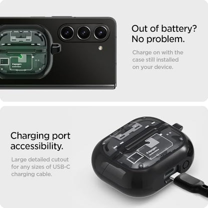 Spigen Ultra Hybrid Designed for Galaxy Buds3, Buds3 Pro & 3 FE (2025/2024) | TPU & PC Dual Layer Protection, DDP Printing, Included Carabiner - Zero One - size: Buds3 Pro / Buds 3