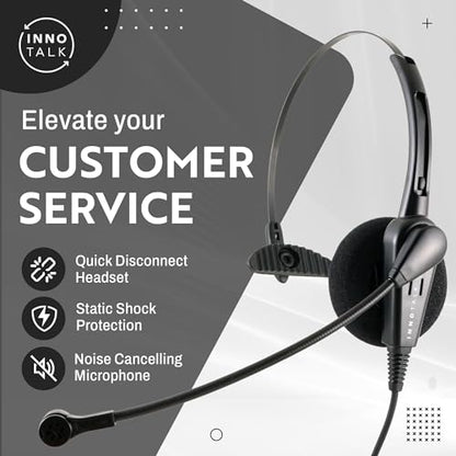 INNOTALK Phone Headset Compatible with Avaya 1408 1416 2410 2420 4424 4606 4610 4612 4620, Economic Noise Cancel Call Center Phone Headset with HIC Quick Disconnect Cord - size: Classic Monaural