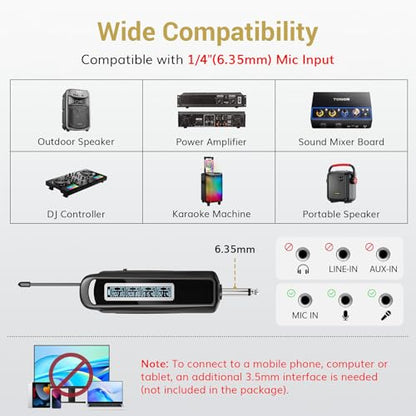 TONOR Wireless Microphones, 4 UHF Karaoke Microphone System, Microfonos Inalambricos with Rechargeable Receiver, Cordless Dynamic Mics Set for Singing, Wedding, Party, 60 m/200ft TW361, 4 Mics Grey - style: 4 Mic Grey