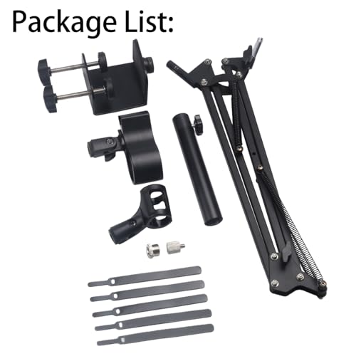 Microphone Stand Mic Boom Arm for Blue Yeti HyperX QuadCast SoloCast Yeti Nano Snowball SM7B Q2U Fifine K669B and Other Mics, Overhead Mic Stand Desk Boom Arm with 5/8" 1/4" Adapter