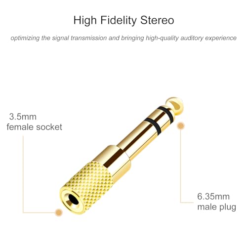 [Updated Version 5-Pack Stereo Audio Adapter 6.35mm (1/4 inch) Male to 3.5mm (1/8 inch) Female Headphone Jack