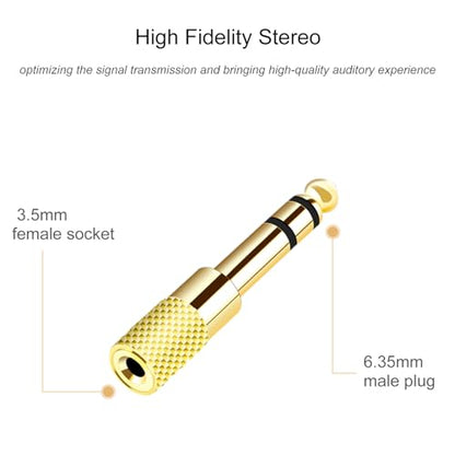 [Updated Version 5-Pack Stereo Audio Adapter 6.35mm (1/4 inch) Male to 3.5mm (1/8 inch) Female Headphone Jack