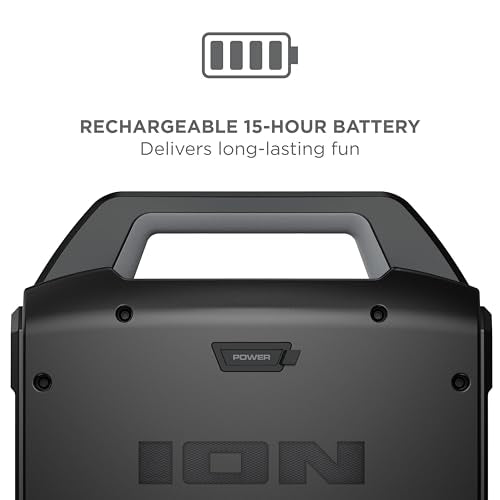 ION Sport Boom 60W Portable Bluetooth Outdoor Speaker | Water Resistant, Radio, Karaoke Mic, USB Charging, Stereo Linking, Bass Boost and App Control, for Parties and Outdoor Events - style: Sport Boom