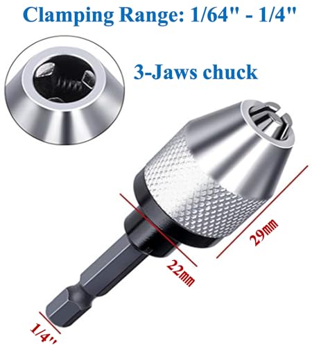 aiyun Impact Drill Adapter Keyless Chuck Hex Shank (0.3-6.5mm,0.3-6.5mm) - size: 0.3-6.5mm x 2