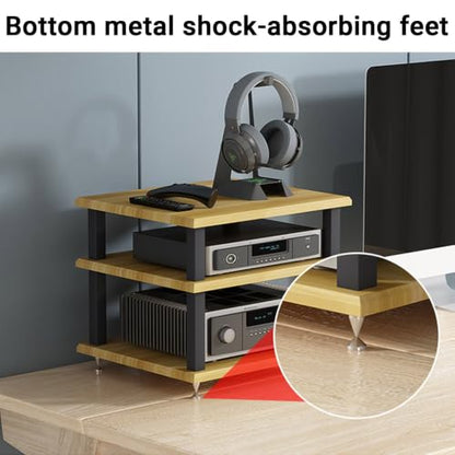 Desktop Hi-Fi Audio Rack, Multi-Tier Stereo Component Shelf for Amplifier(Teak,4-Layer) - color: Teak, size: 4-layer