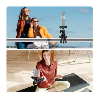 NEEWER Flexible Tripod with Remote, Mini Camera Phone Tripod Stand with Hidden Phone Holder&Action Camera Adapter Compatible with iPhone GoPro Hero13 12 11 10 DJI Insta360 Samsung for Vlogging, TP34 - style: TP34